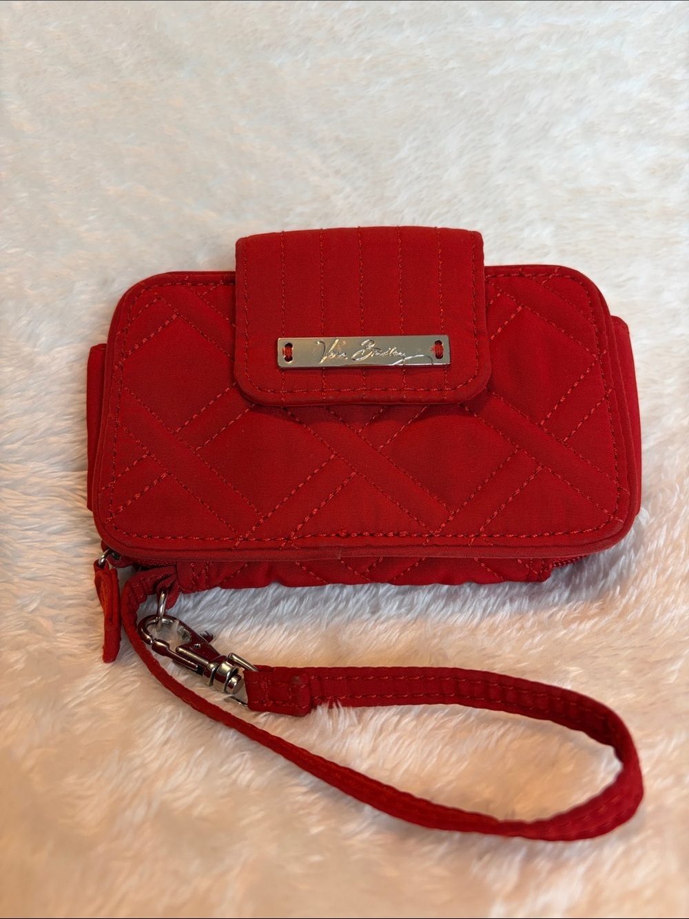Vera Bradley Red Quilted Zip Around Wallet Wristlet